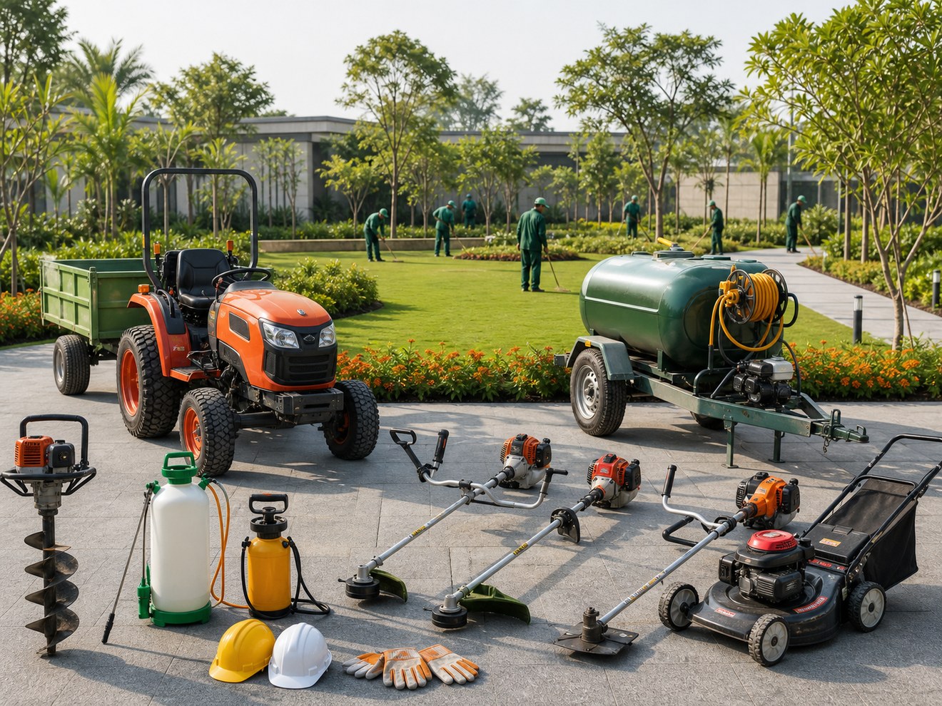 Landscape machinery, tools and equipment for professional site work